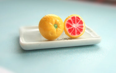 Grapefruit Stud Earrings - Front and Back